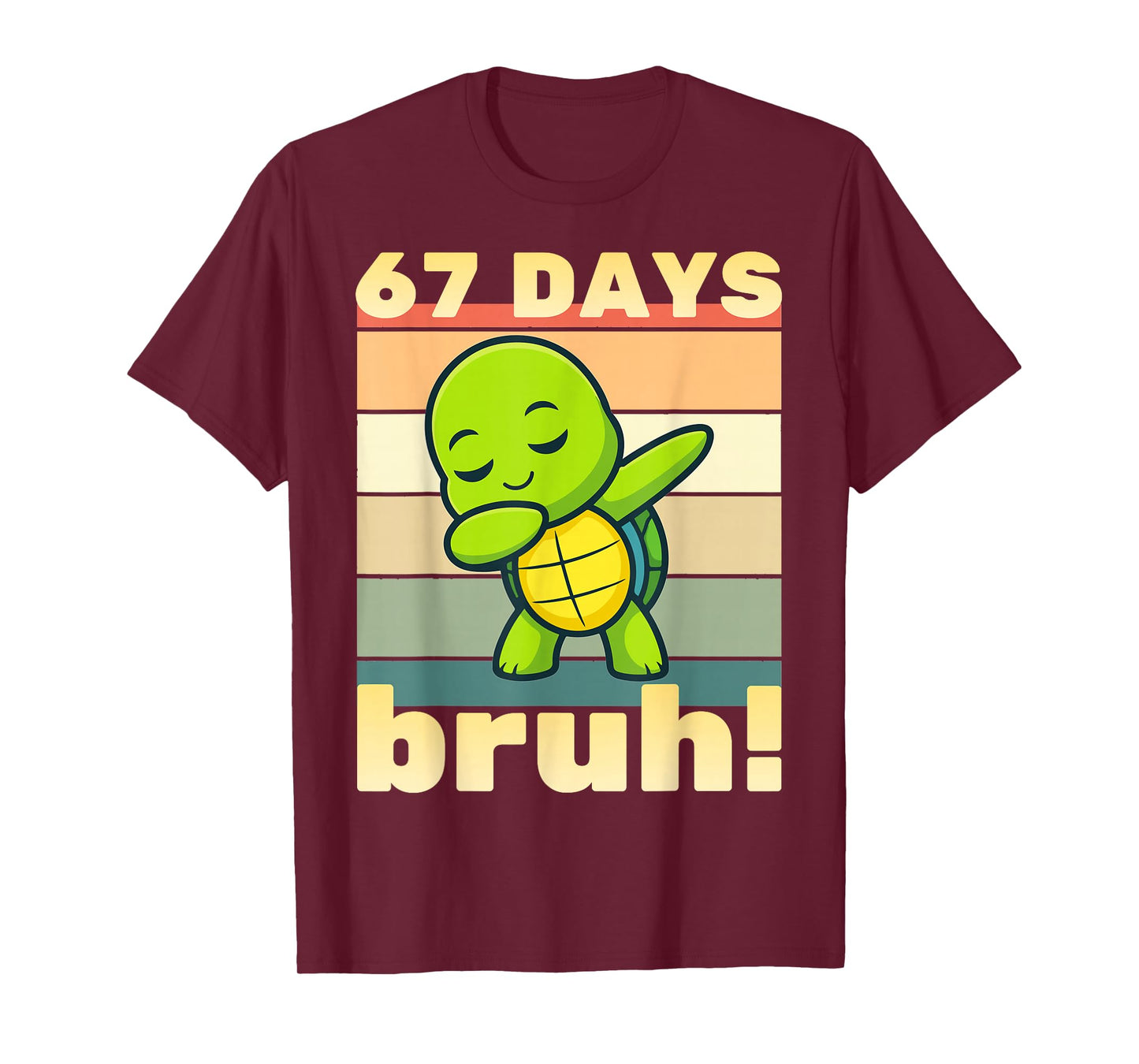 67 Days of School Bruh Funny Meme Boys Kids Dabbing Turtle T-Shirt