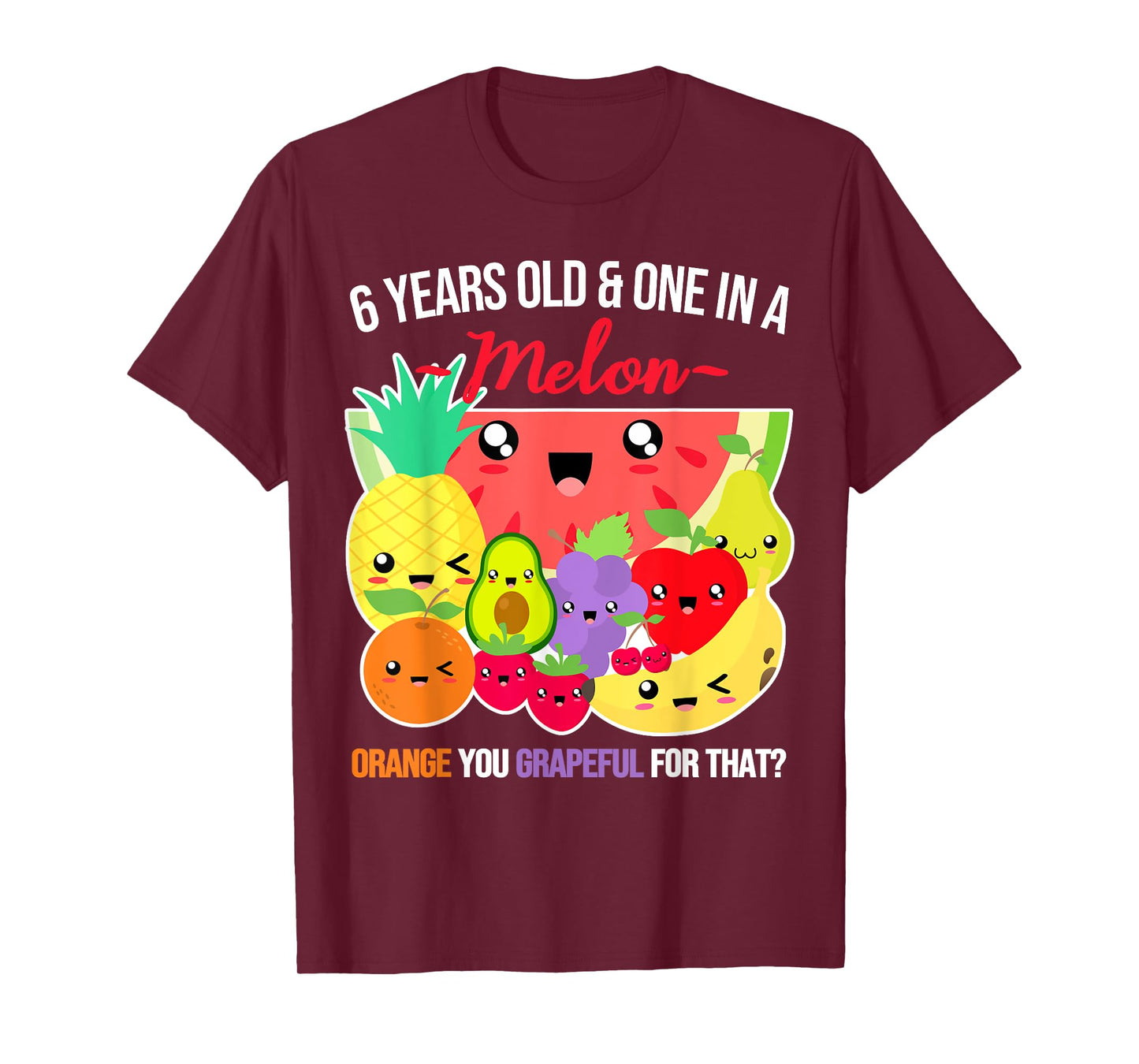 One in a Melon Funny Fruit Saying 6th Birthday - 6 Years Old T-Shirt