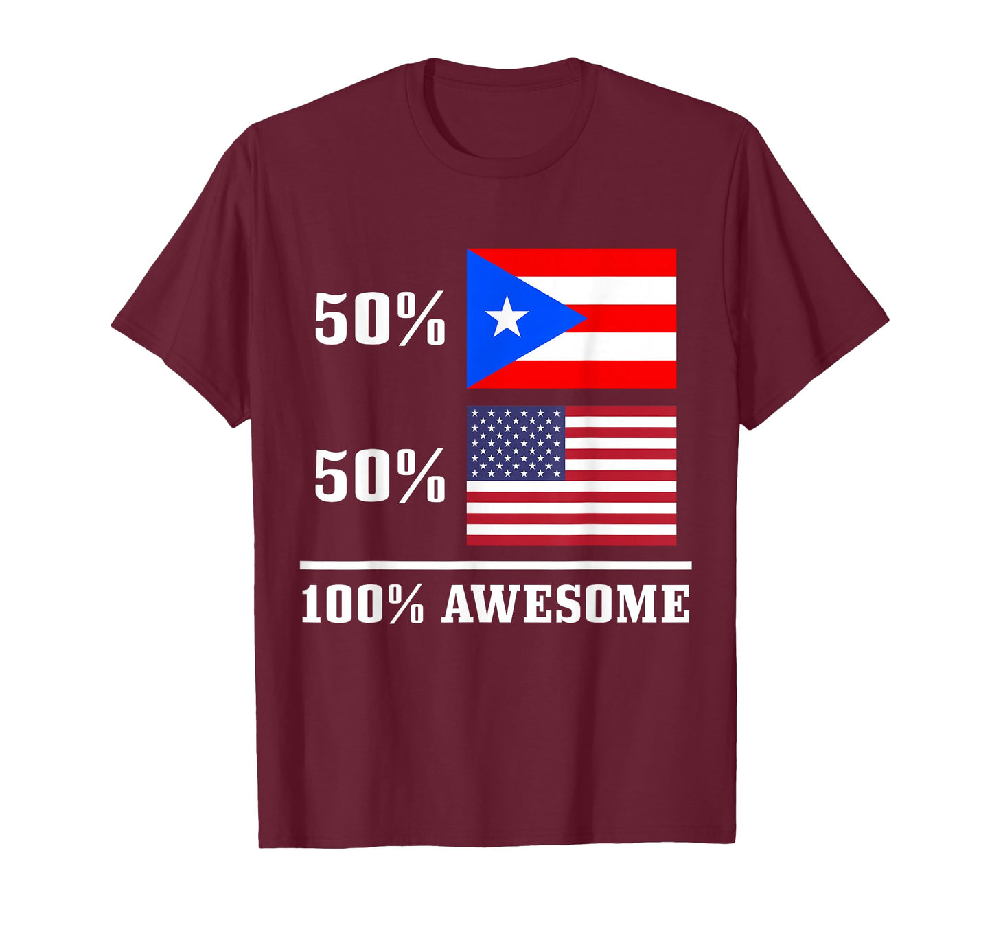 50% Puerto Rico 50% USA Puerto Rican American Flag Pride T-Shirt