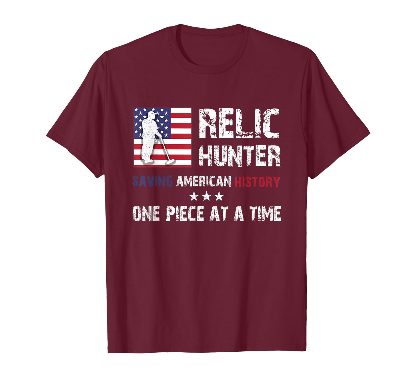 Relic Hunter Metal Detector Treasure Hunting US Flag Gift T-Shirt