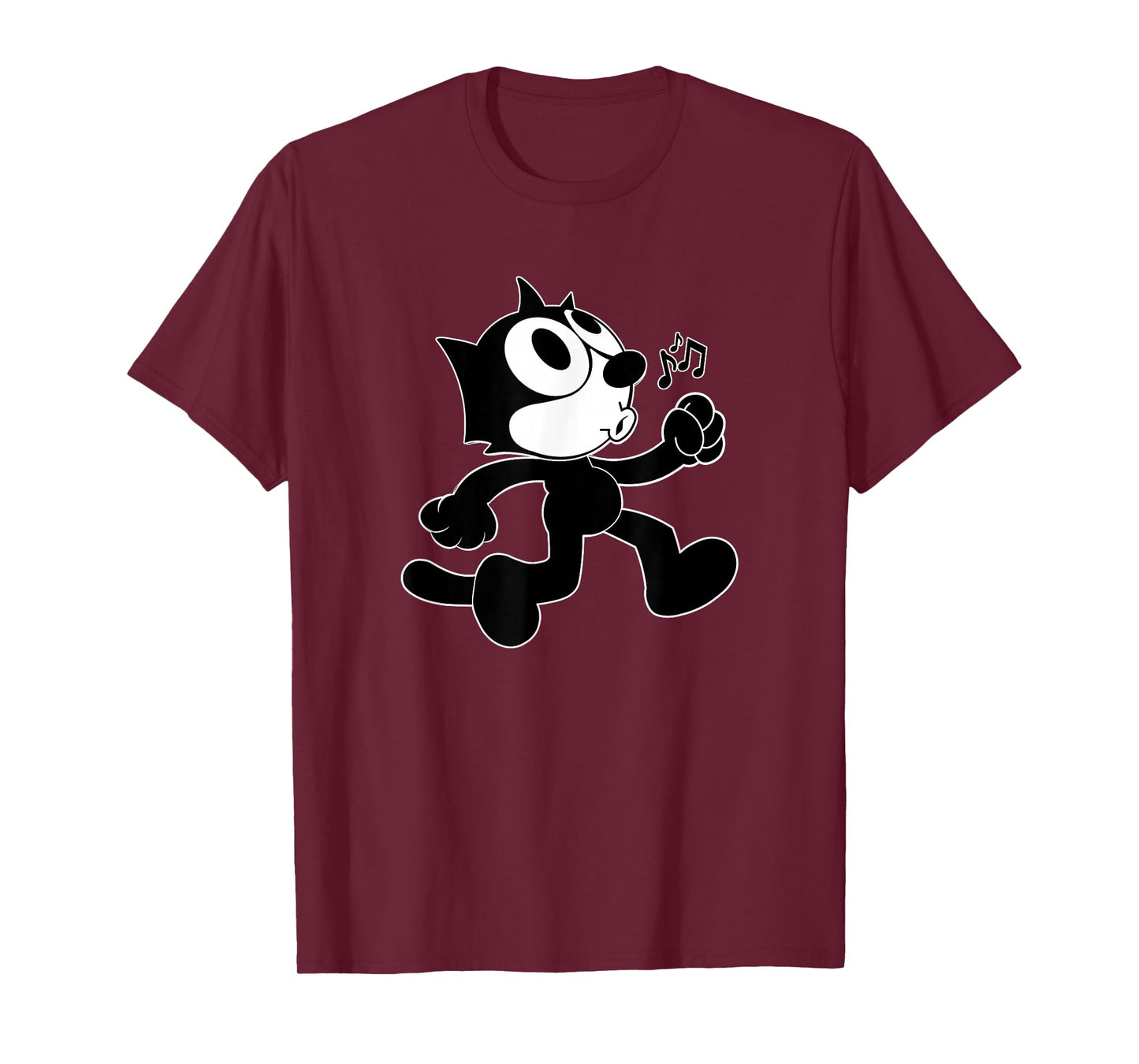 Felix Cartoon Whistling and Walking Music Notes Felix Tee T-Shirt