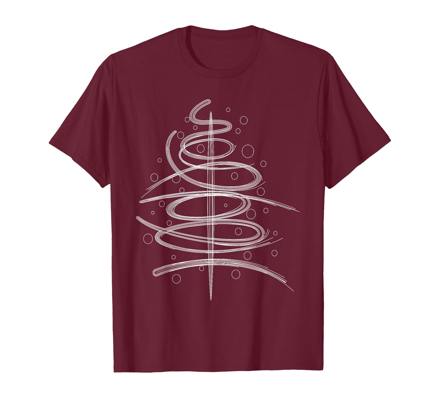 Abstract Aesthetic Swirly Black White Xmas Tree Line Art T-Shirt