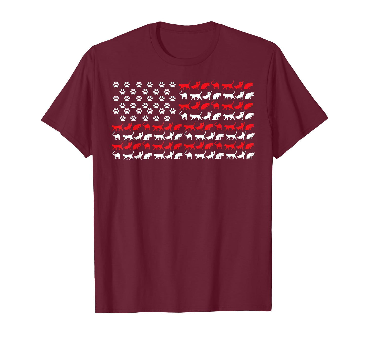 Cat American Flag USA Paws Patriotic T-Shirt