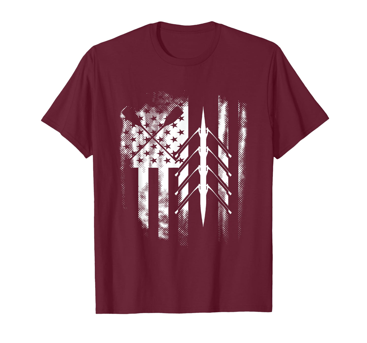 Rowing US American Flag Rowboat Water Sports Sculling Oars Women Men T-Shirt