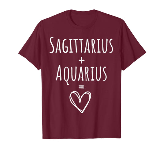 Sagittarius and Aquarius Couple Matching Zodiac Sign T-Shirt