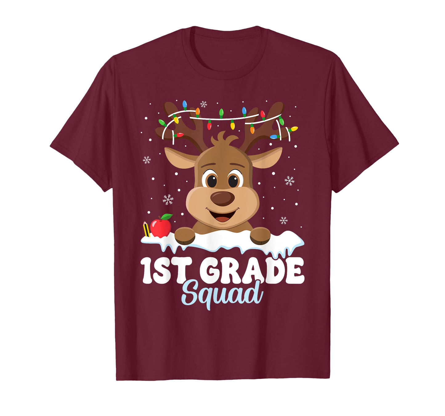 1st Grade Teacher Christmas First Grade Squad Reindeer Xmas T-Shirt