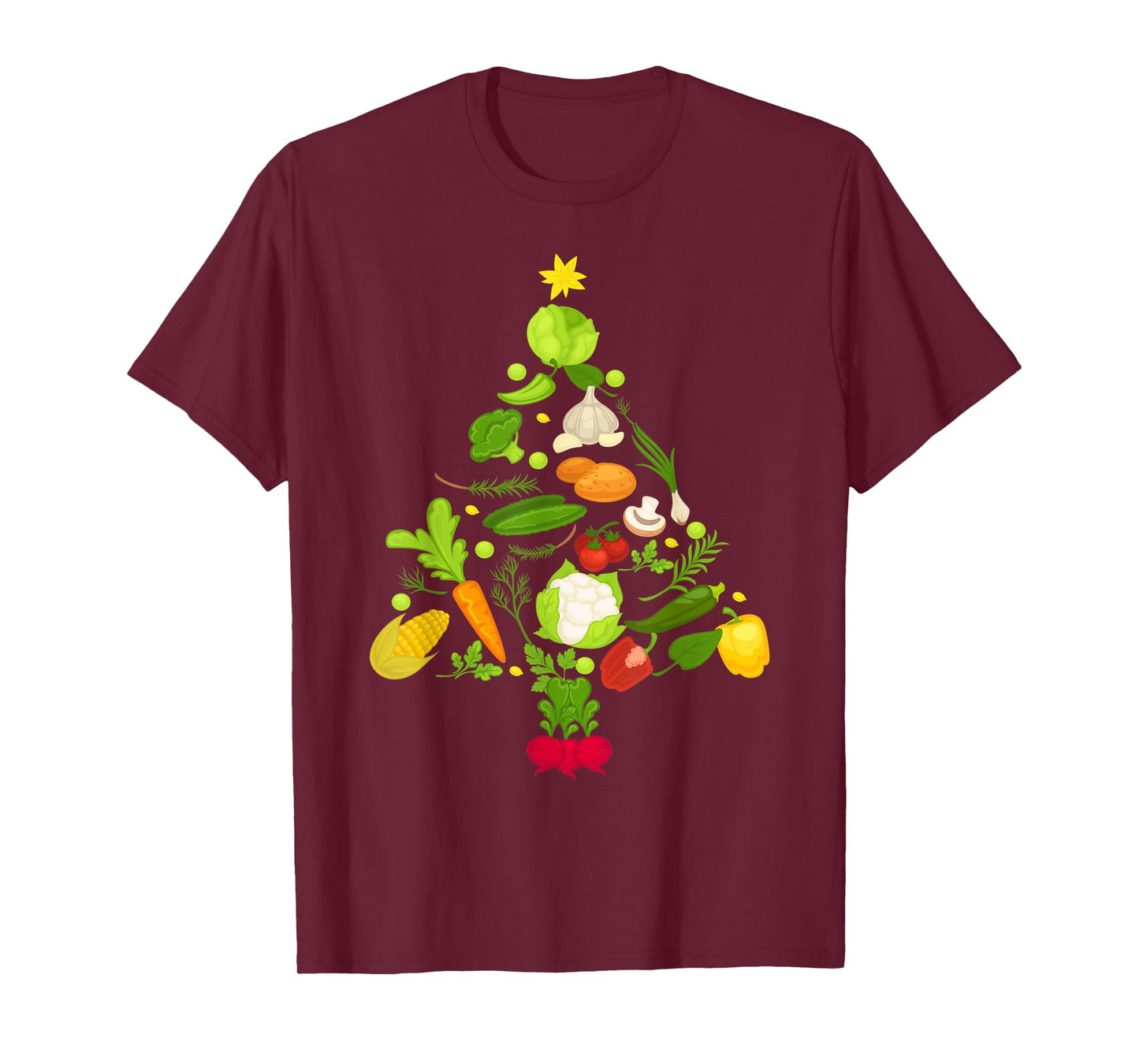 Vegetable Christmas Tree Funny Vegetarian Vegan Xmas Gift T-Shirt