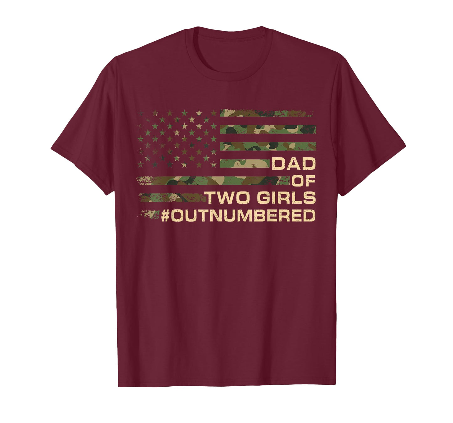 Dad Of Two Girls Outnumbered Fathers Day Dad Of 2 Daughters T-Shirt