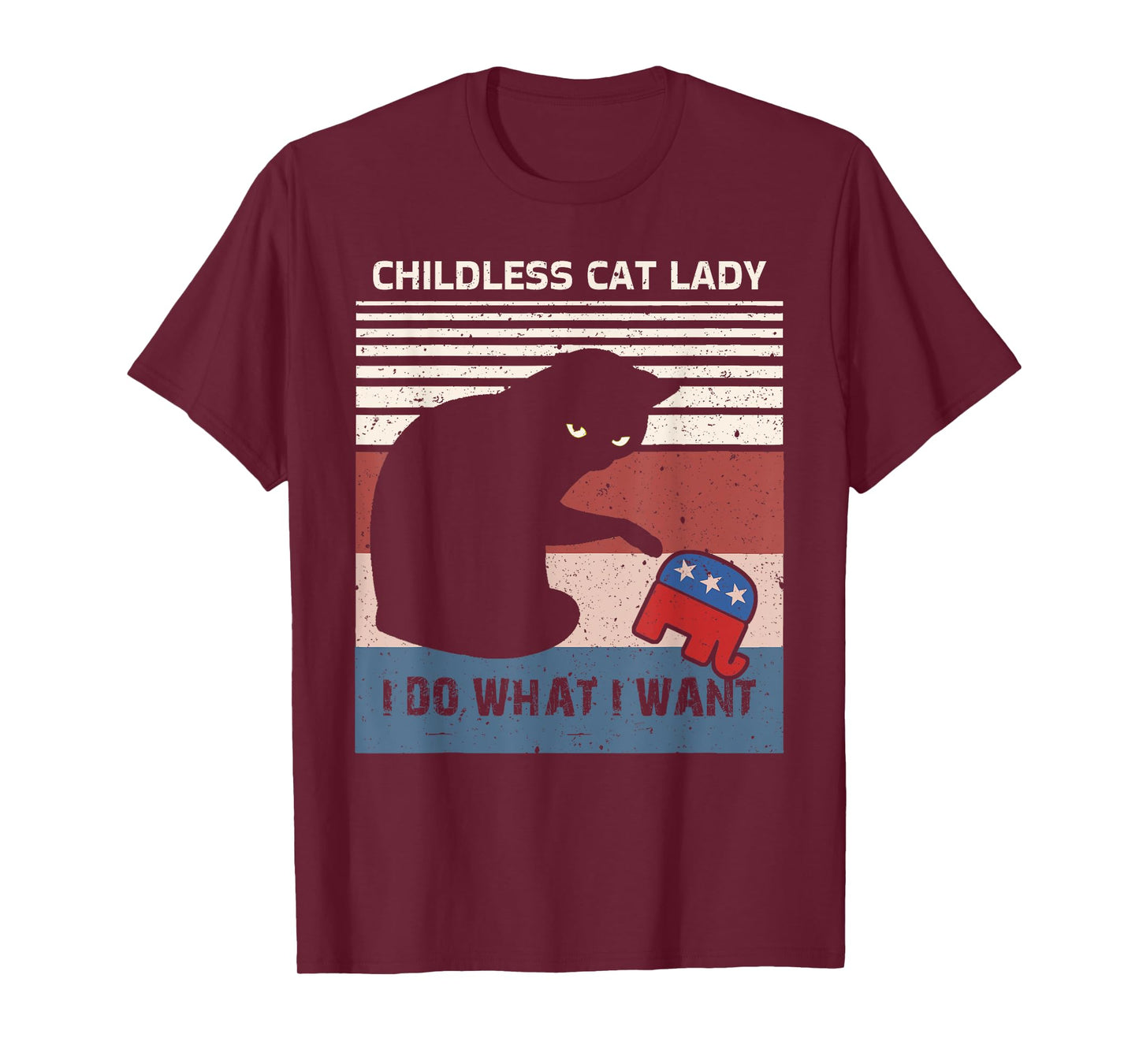 Childless Cat Lady For Kamala Harris Funny Cat ladies Retro T-Shirt
