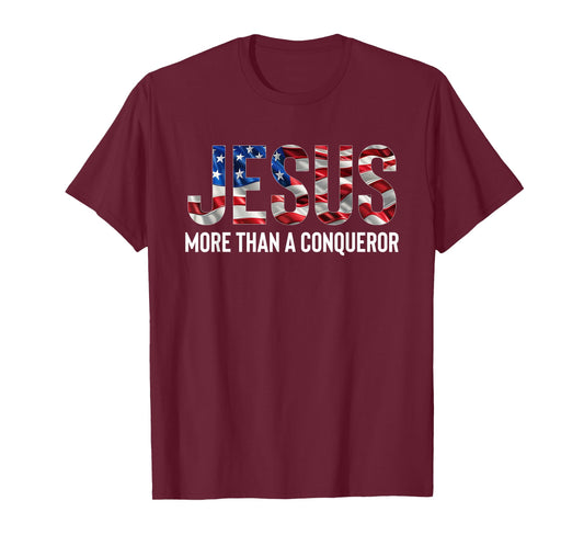 Jesus More Than A Conqueror American Flag Vintage T-Shirt