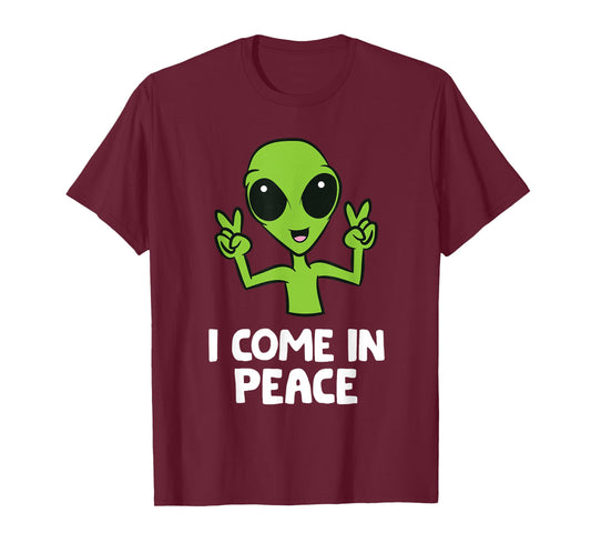 Alien I Come In Peace Space Rave EDM Music Alien T-Shirt