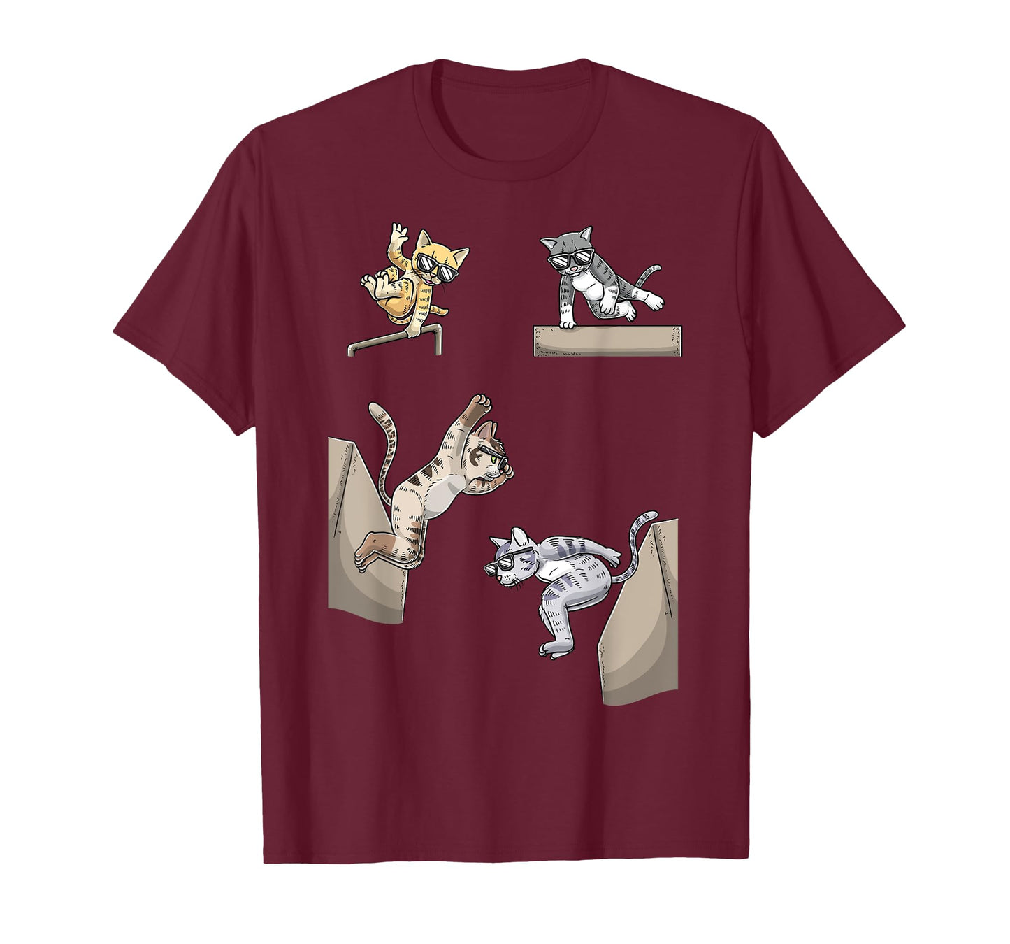 Funny Cat Parkour Humor Animal Lover Pet Owner T-Shirt
