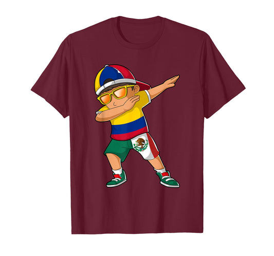 Half Colombian Half Mexican Boy Colombia Mexico Flag T-Shirt