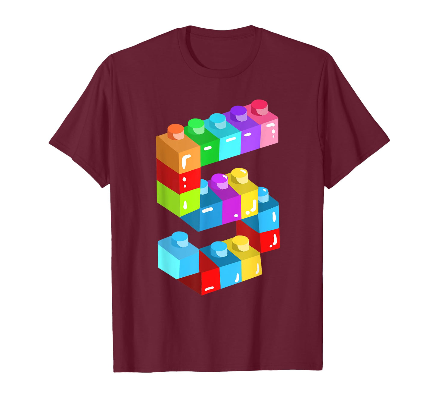 Kids Building Blocks Bricks 5 Years Old 5th Birthday Boys T-Shirt