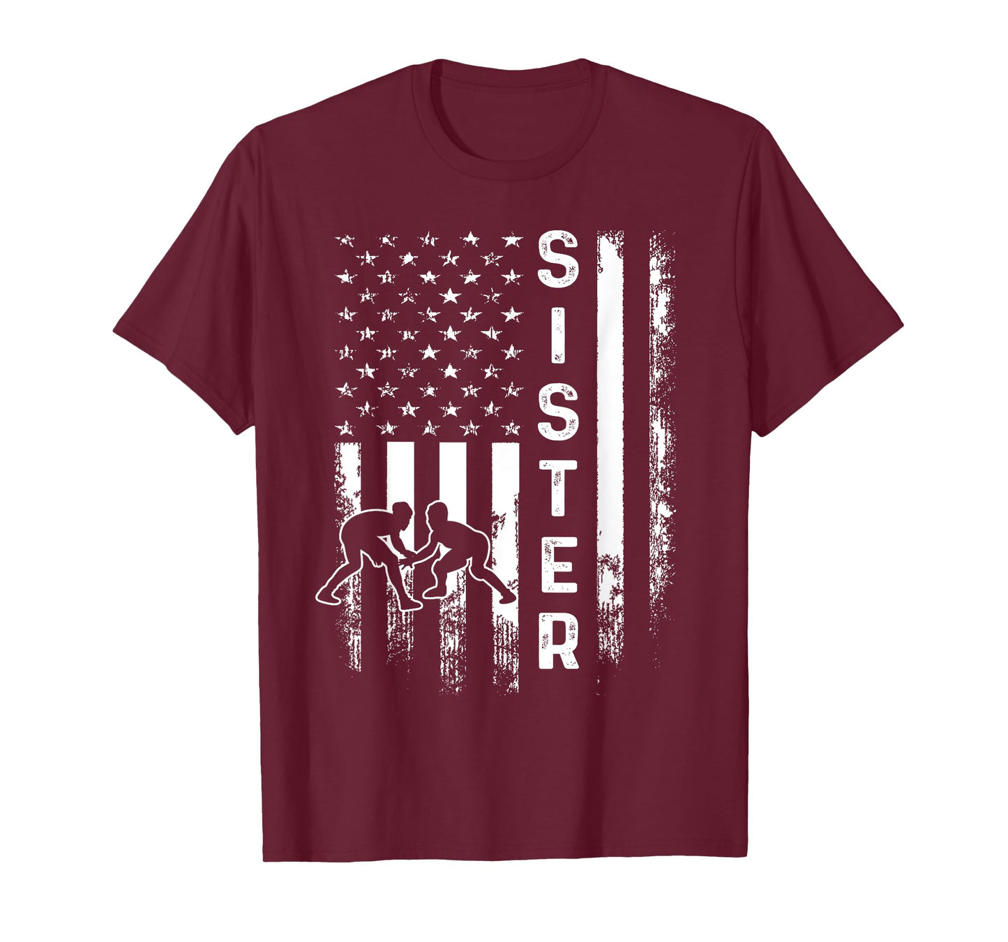 Wrestling Sister American Flag Vintage Christmas Xmas T-Shirt for Women Kids Men