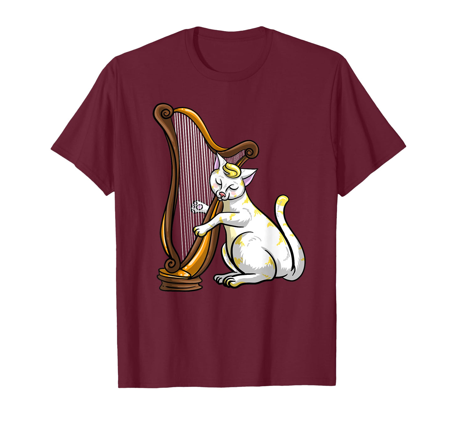 Funny Cat Playing Harp | Cool Love Animal Lyre Musician Gift T-Shirt