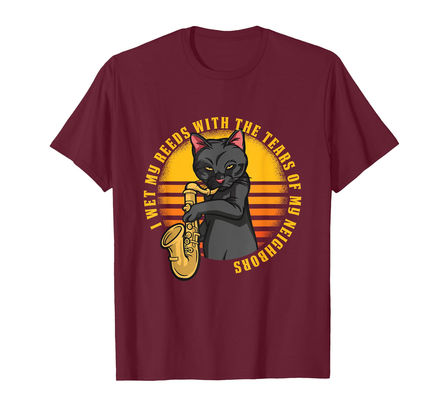 Funny Cat Plays Saxophone T-Shirt for Men Women Girls Kids