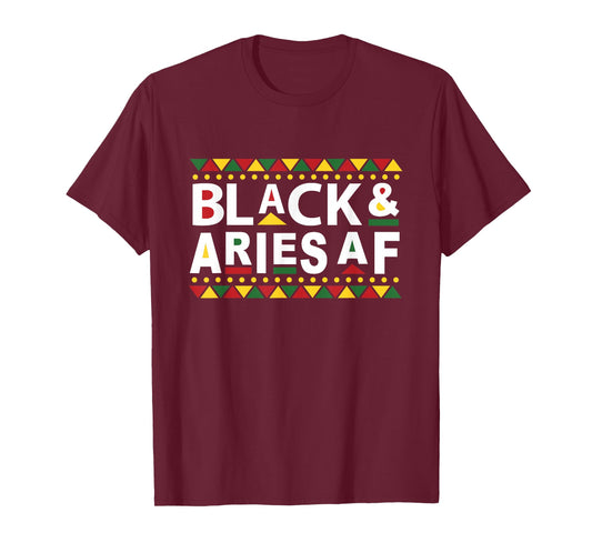 Black Aries AF, Black African Man Black Woman Melanin Aries T-Shirt