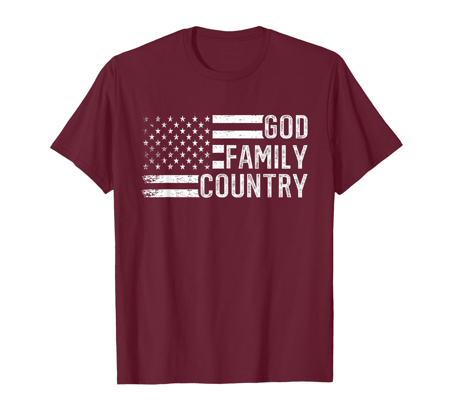God Family Country - Patriotic Christian US Flag T-Shirt