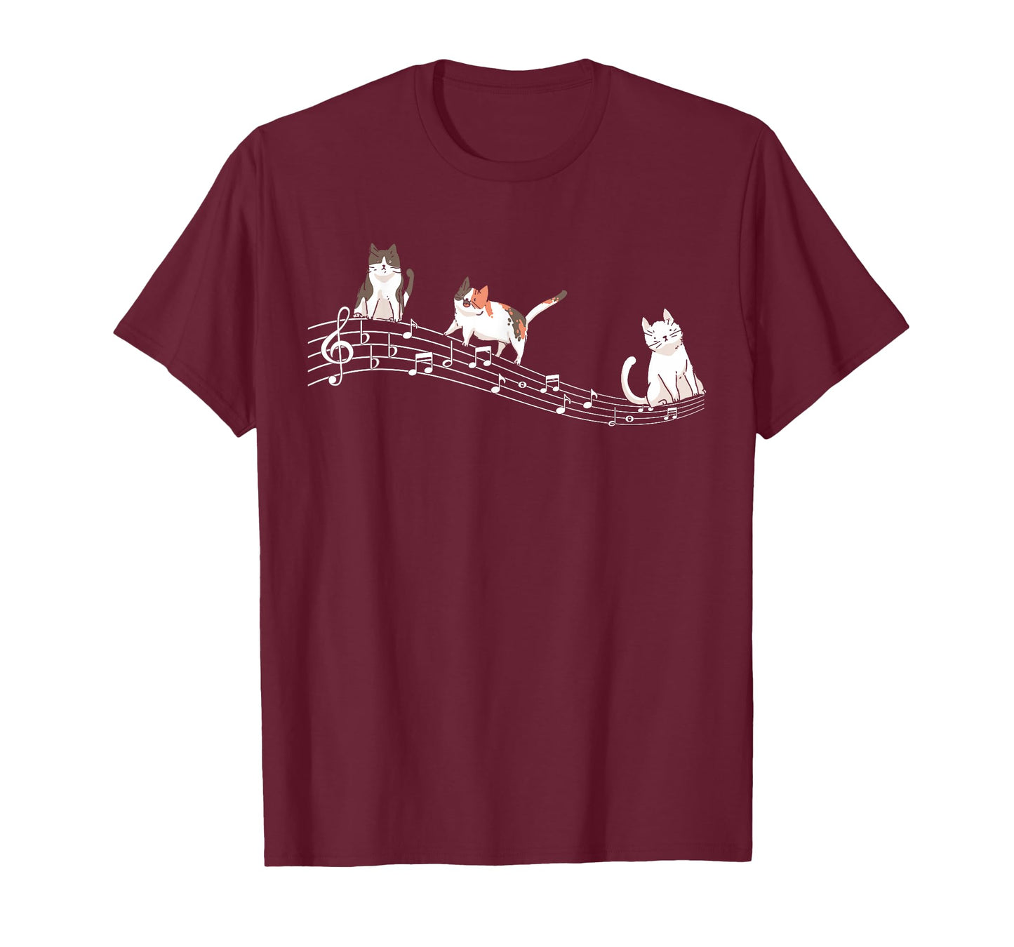 Cute Cat Kitty Playing Music Note Clef Gift Cat Music Notes T-Shirt