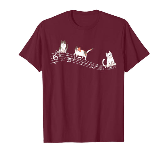 Cute Cat Kitty Playing Music Note Clef Gift Cat Music Notes T-Shirt