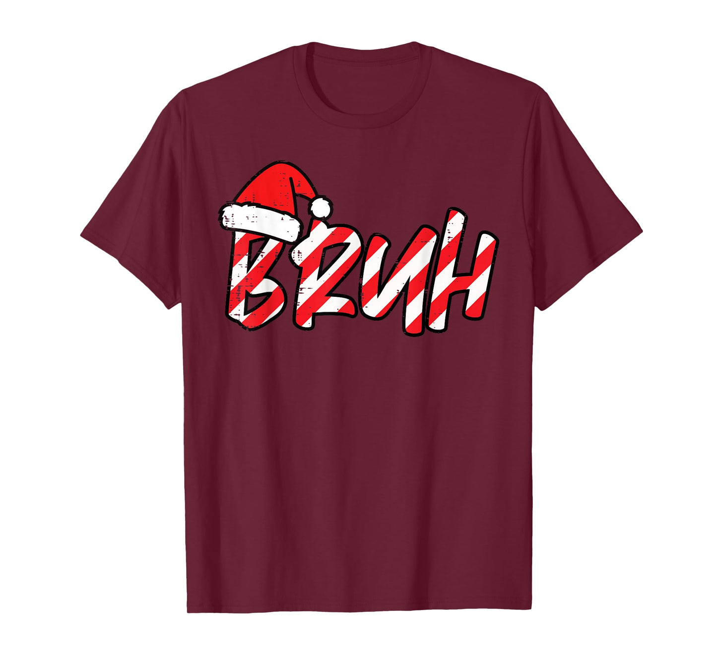 Christmas Bruh Candy Cane Santa Hat Xmas Meme Men Women Kids T-Shirt