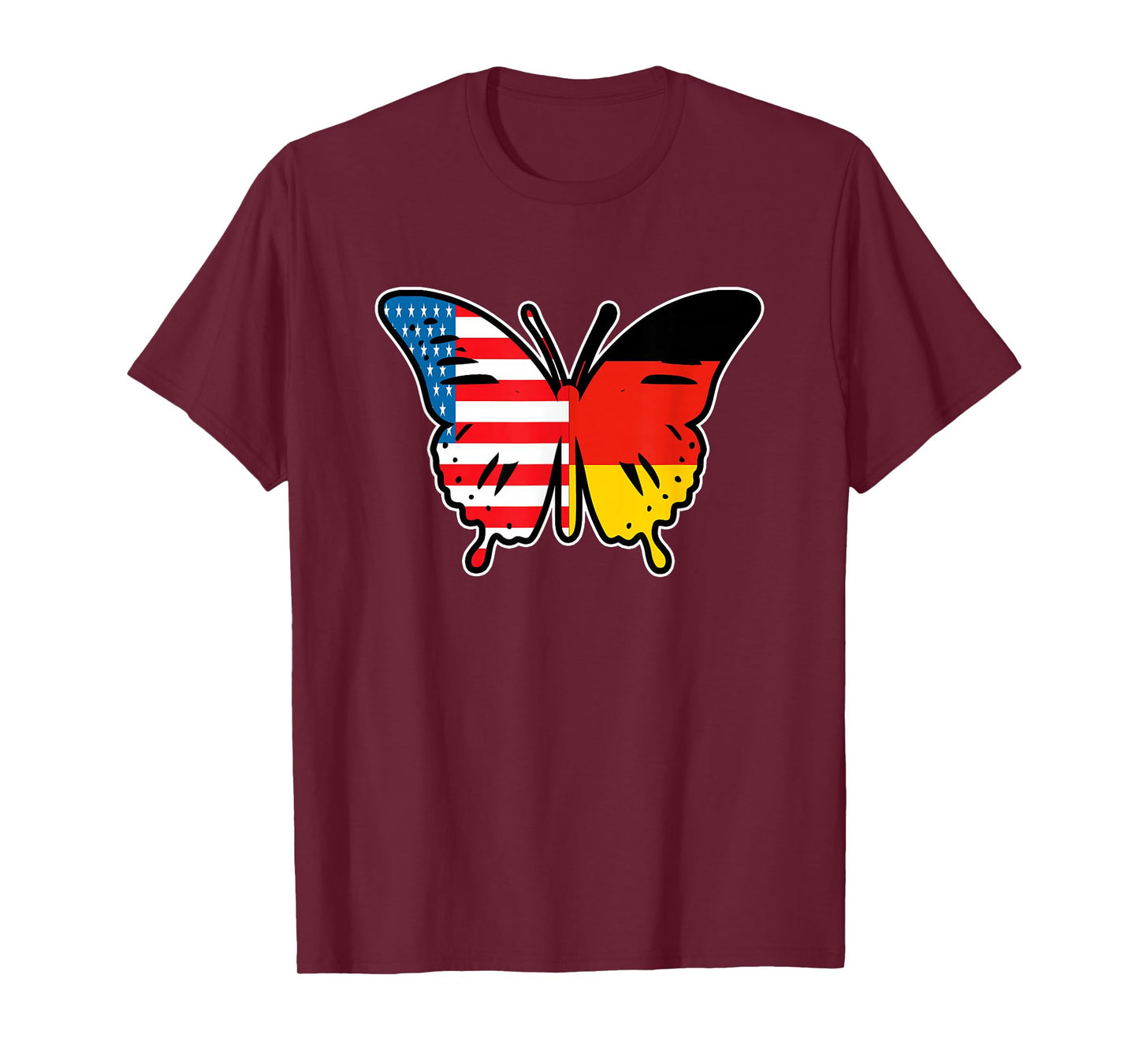 Half German And American Germany Usa Flag Butterfly Girl T-Shirt