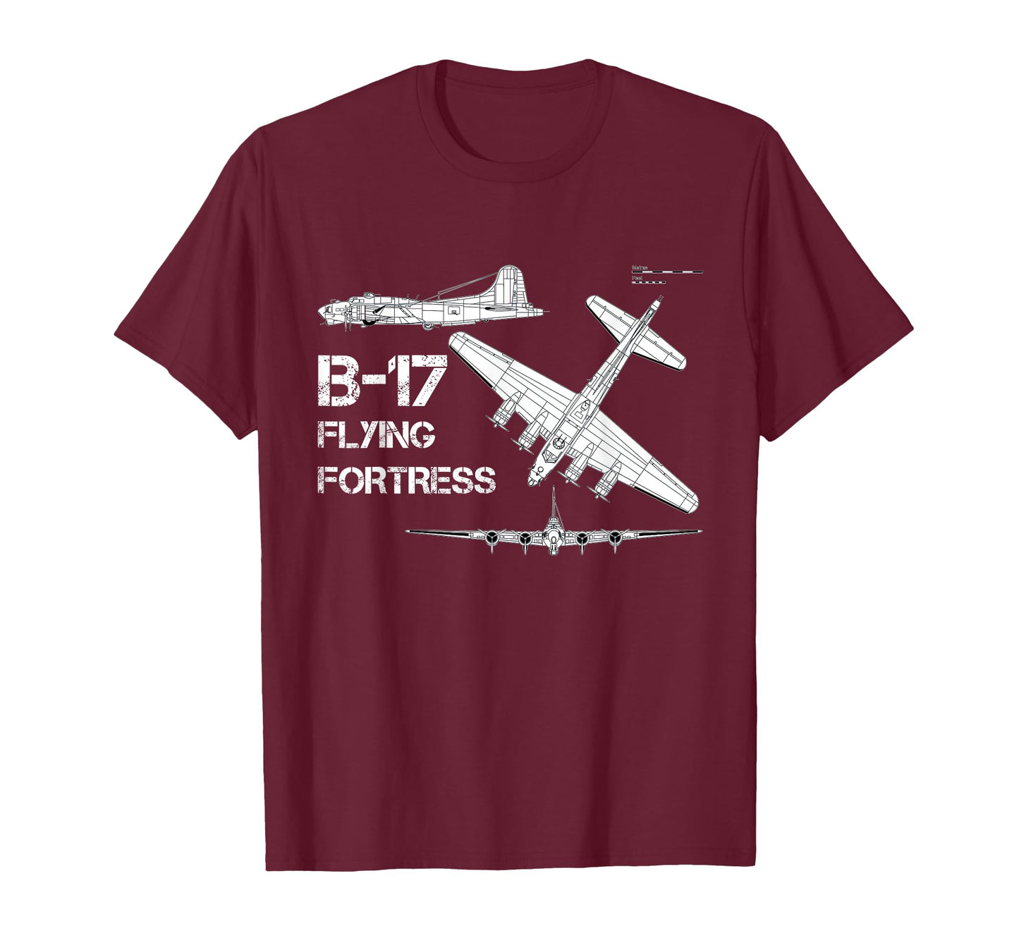 B-17 Flying Fortress WW2 Heavy Bomber Aircraft Blueprint T-Shirt