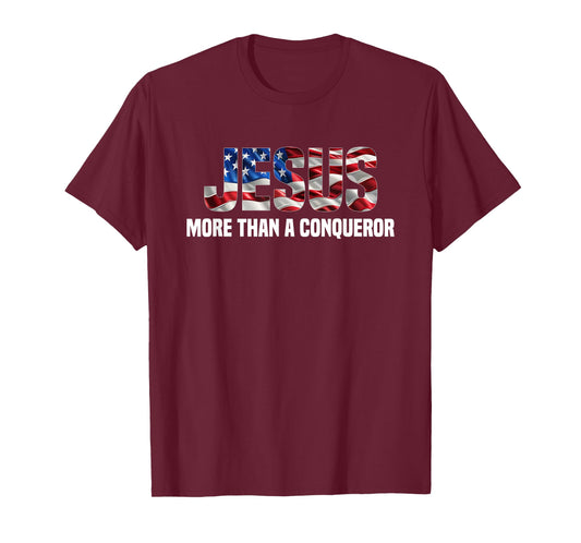 Jesus More Than A Conqueror American Flag Vintage T-Shirt