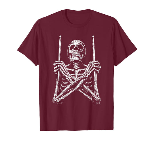 Skeleton Drummer Halloween Costume Percussion Drum Player T-Shirt