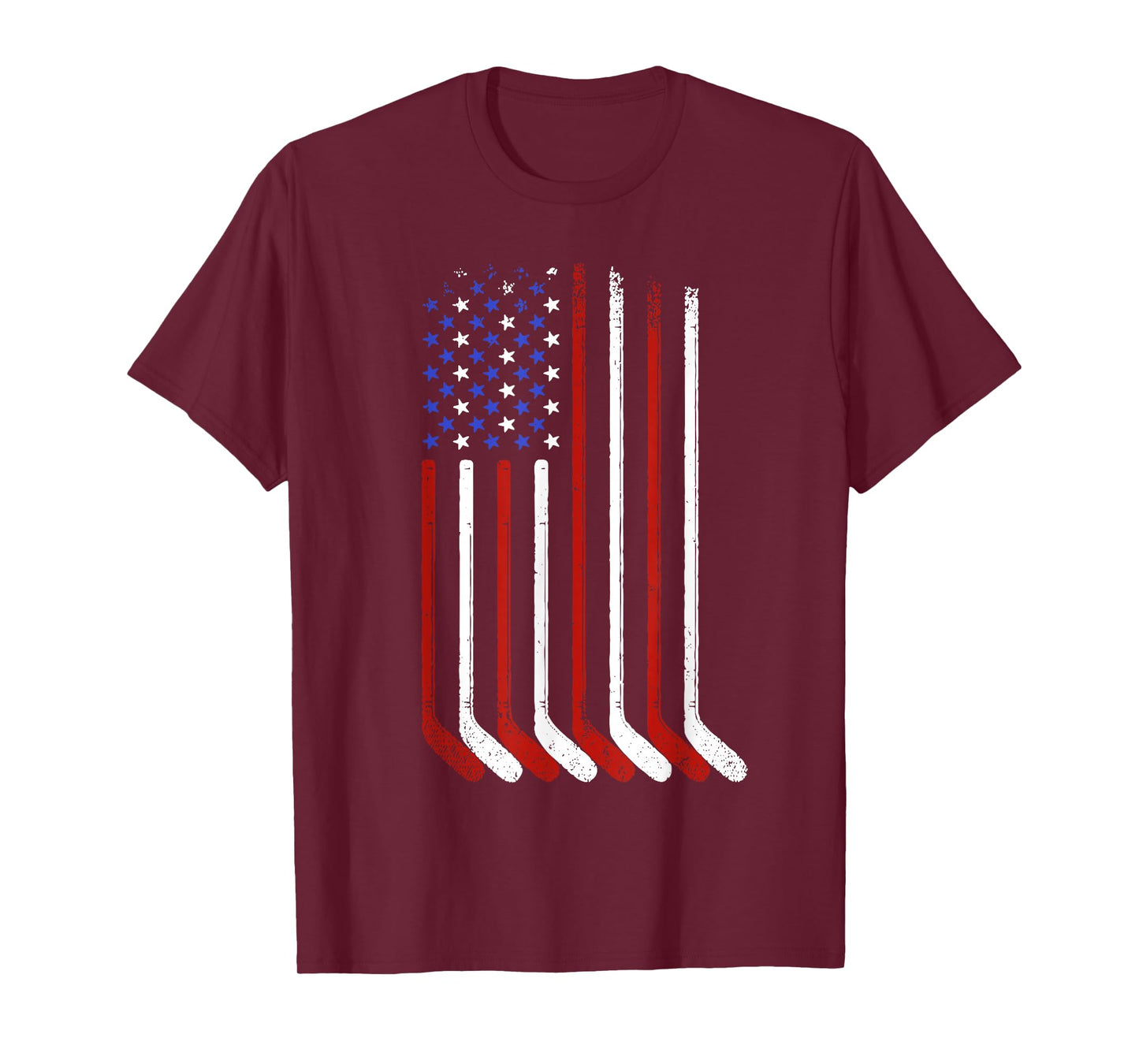 Vintage Ice Hockey American Flag For Men Boys Girls Women T-Shirt