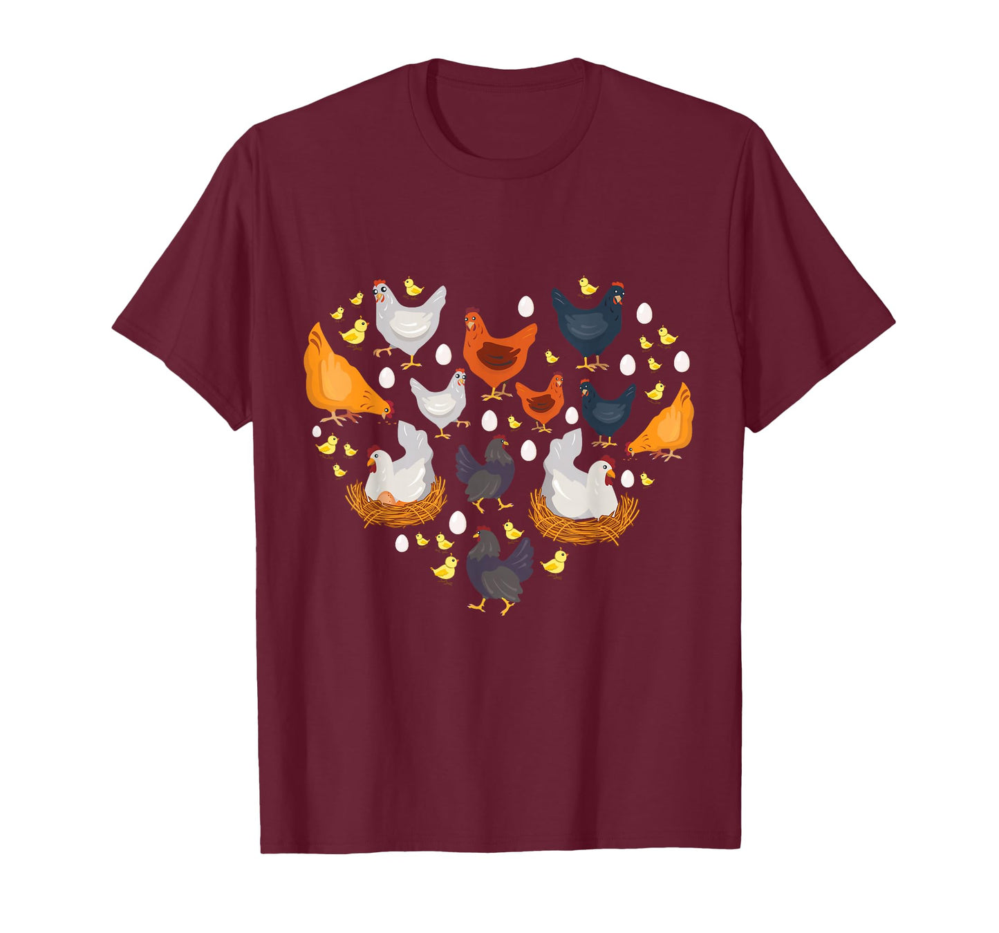 Chickens heart love chicken lady women men kids farmer gift T-Shirt