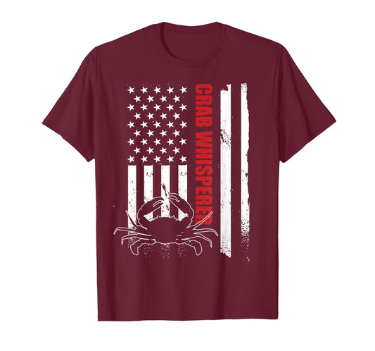 Crab Whisperer American Flag Crab Lover Crab Fishing T-Shirt