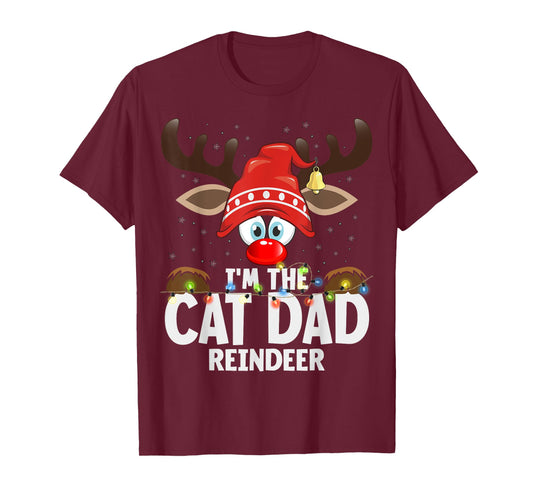 Christmas Matching I'm The Cat Dad Reindeer T-Shirt