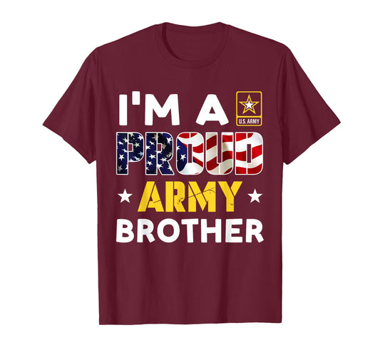 I'm a Proud Army BROTHER USA American Flag Family Solider T-Shirt