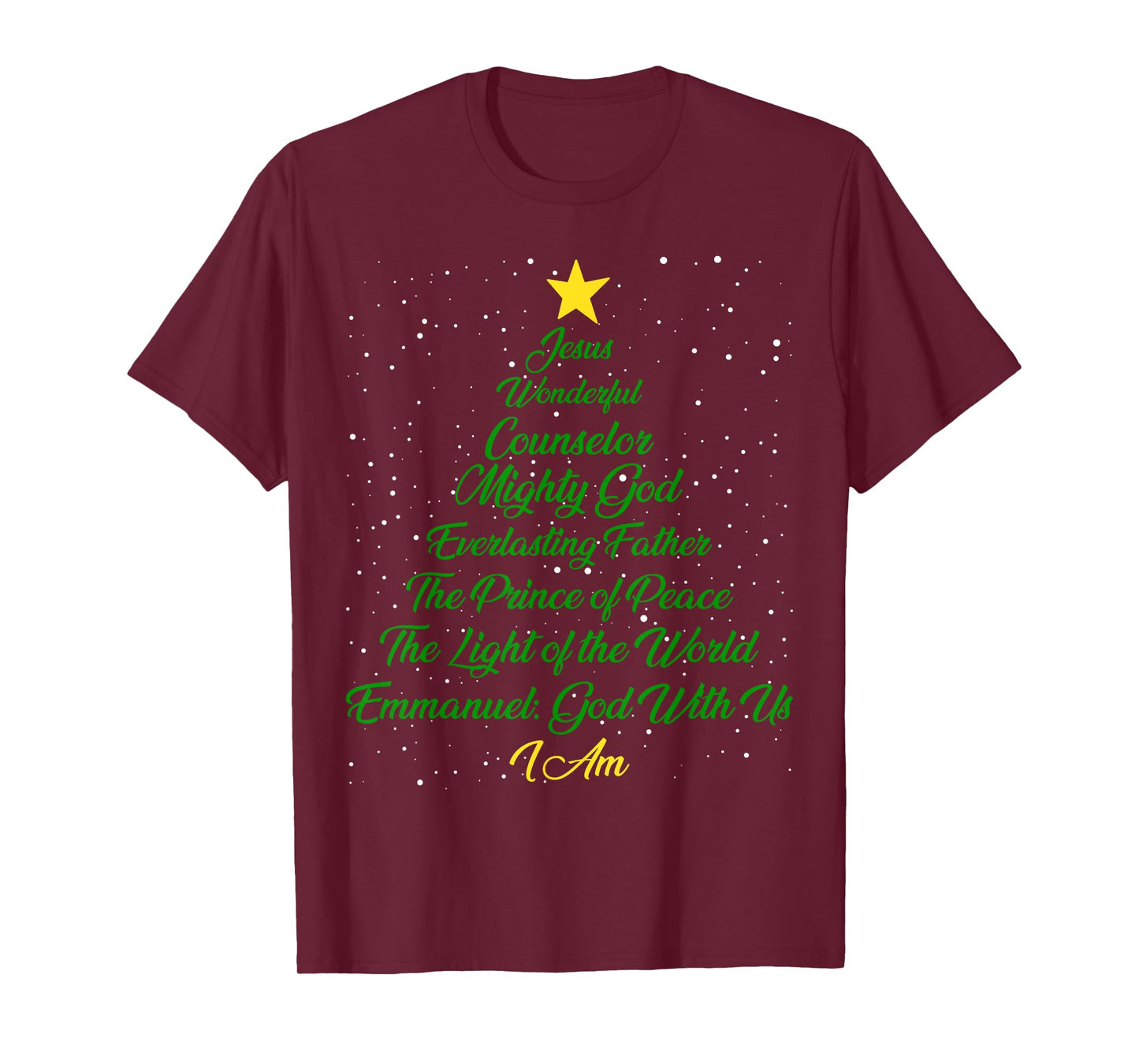 Christian Christmas Jesus Bible Names Xmas Tree Shaped T-Shirt