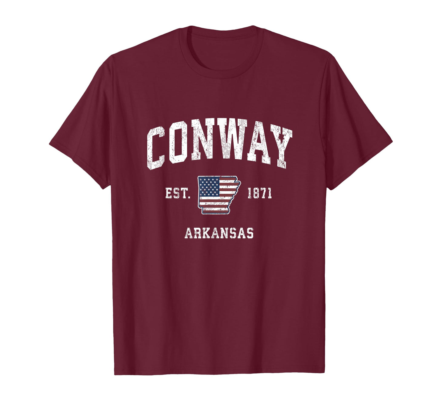 Conway Arkansas AR Vintage American Flag Sports Design Women Kids Men T-Shirt