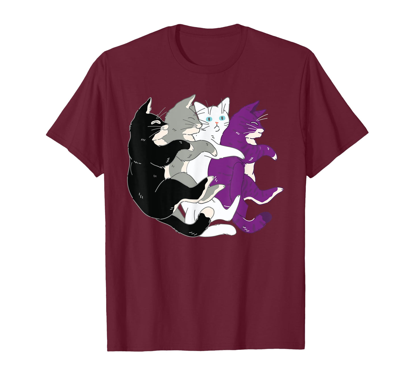 LGBTQ Asexual Pride Flag - Cats Pile Asexual T-Shirt