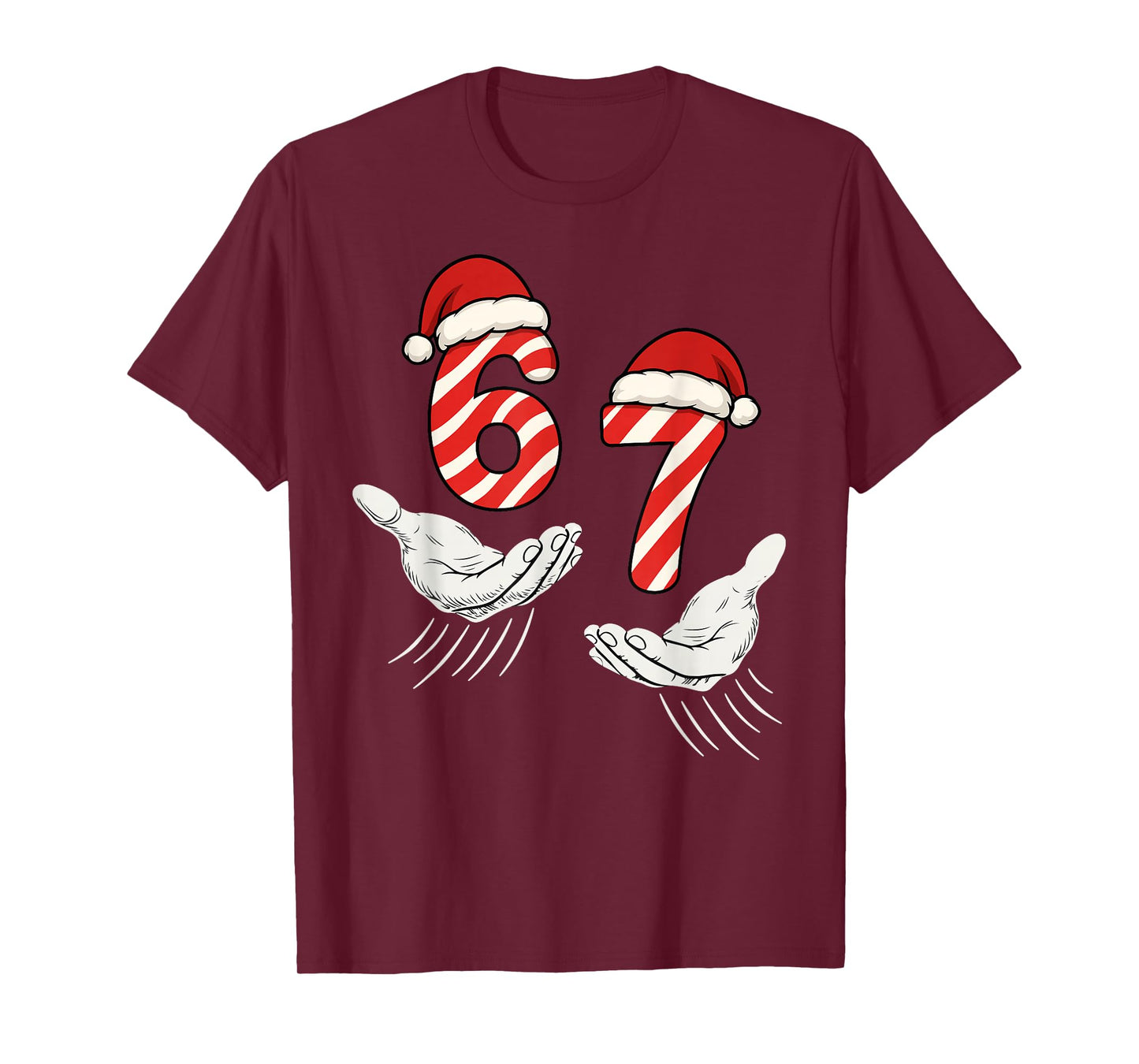 Six Seven 67 Christmas 6 7 Kids 67 Youth Boys 6-7 Meme Hands T-Shirt