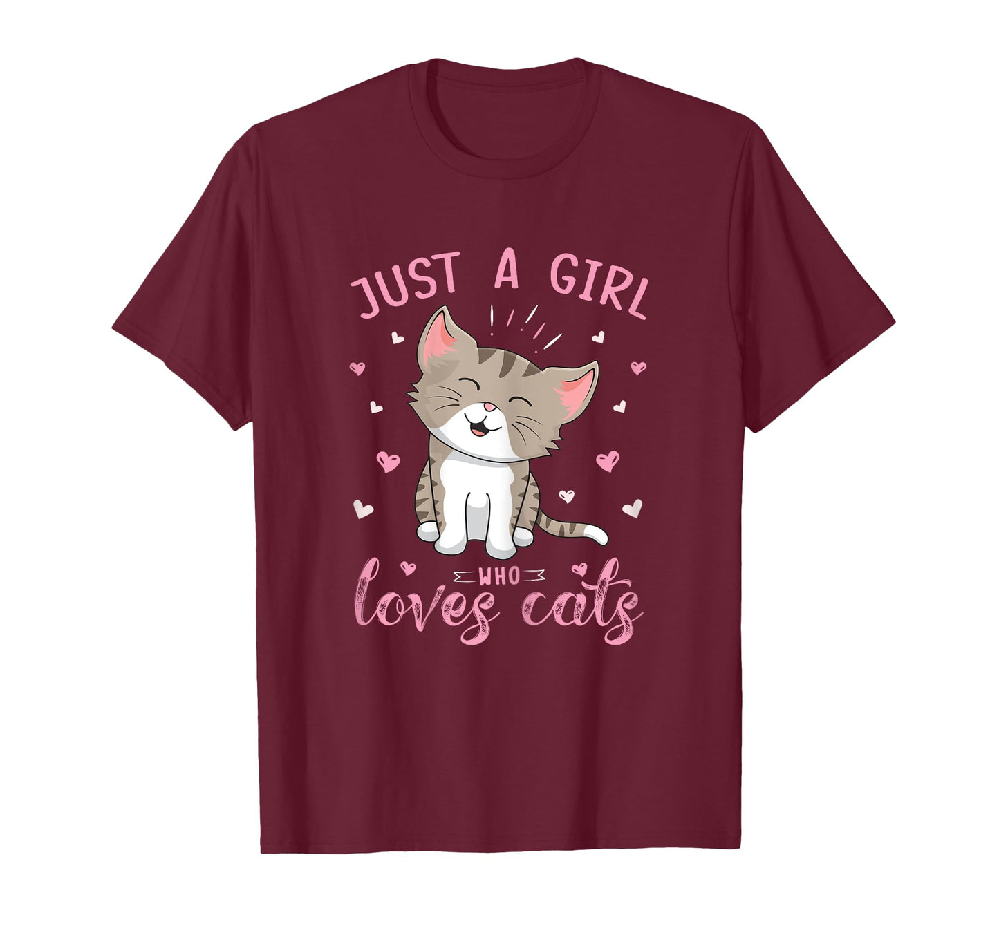 Just A Girl Who Loves Cats Design Cute Cat Lover Girls Kids T-Shirt