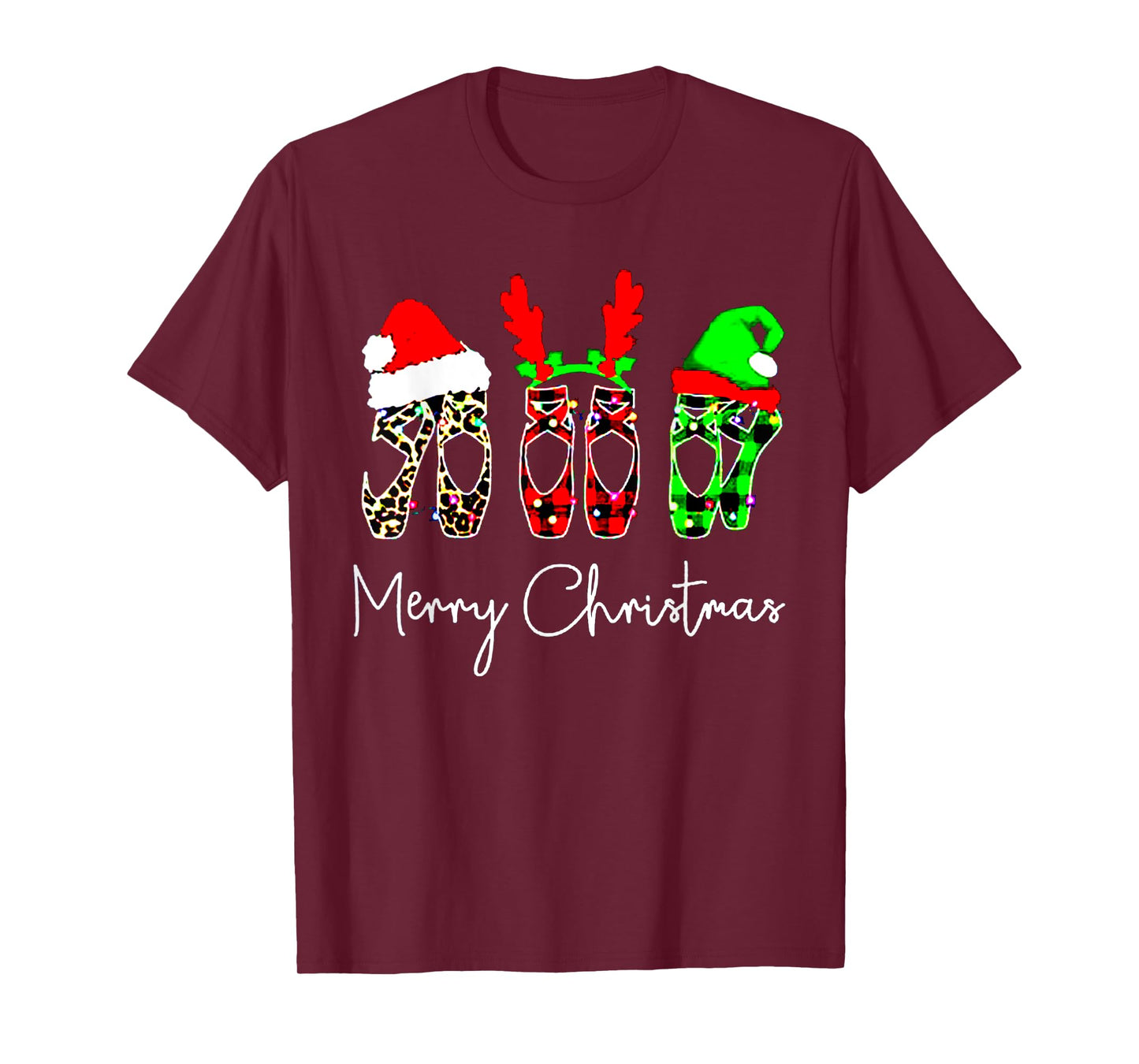 Ballet Dancer Ballerina Merry Christmas Xmas Pointe Shoe T-Shirt