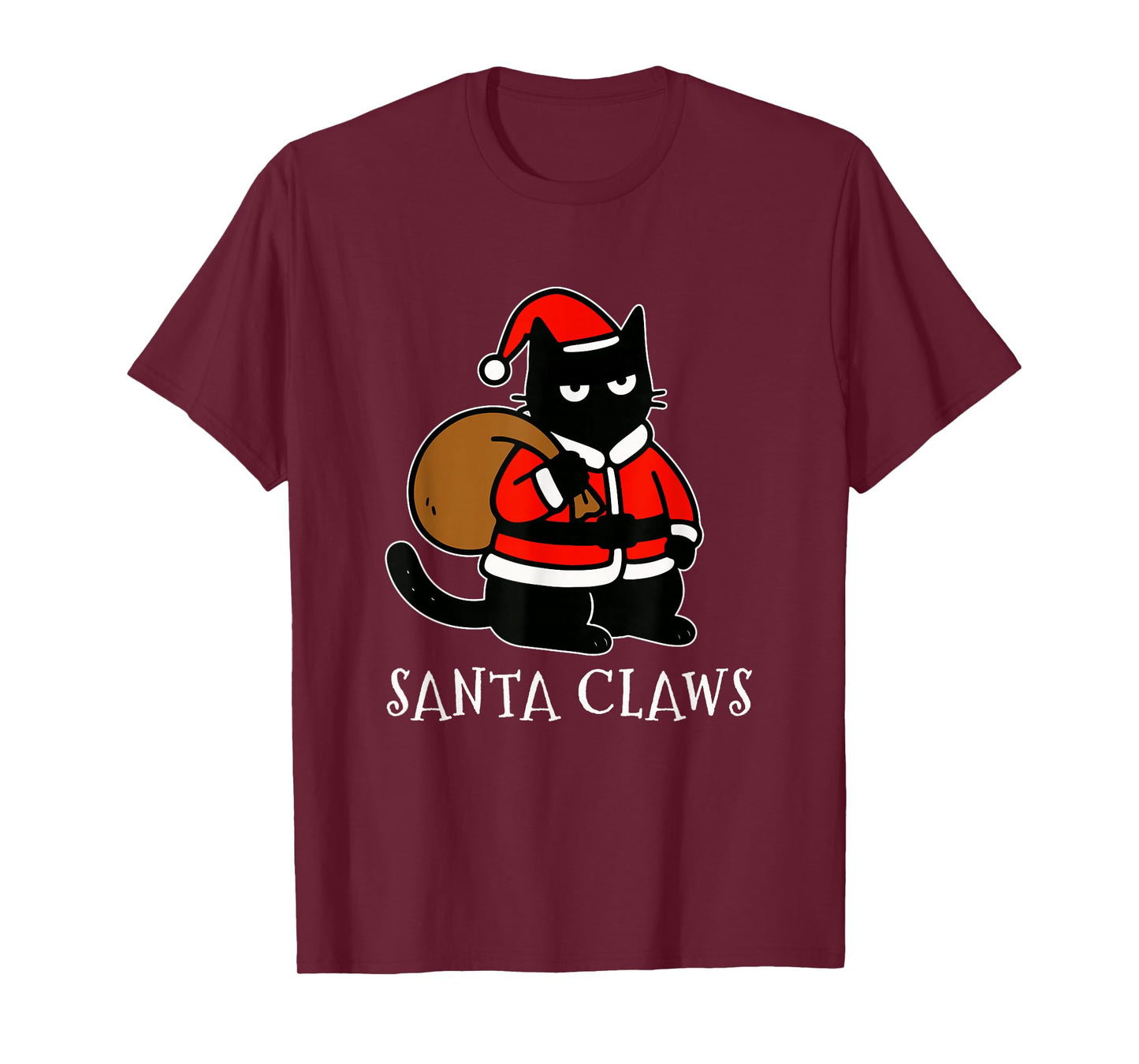 Funny Black Cat Santa Claws Christmas Kitty Xmas Cat Lovers T-Shirt