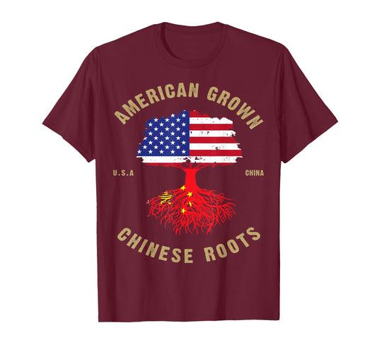 Chinese American Flag Half USA China Root sProud Asian T-Shirt for Women Kids Men