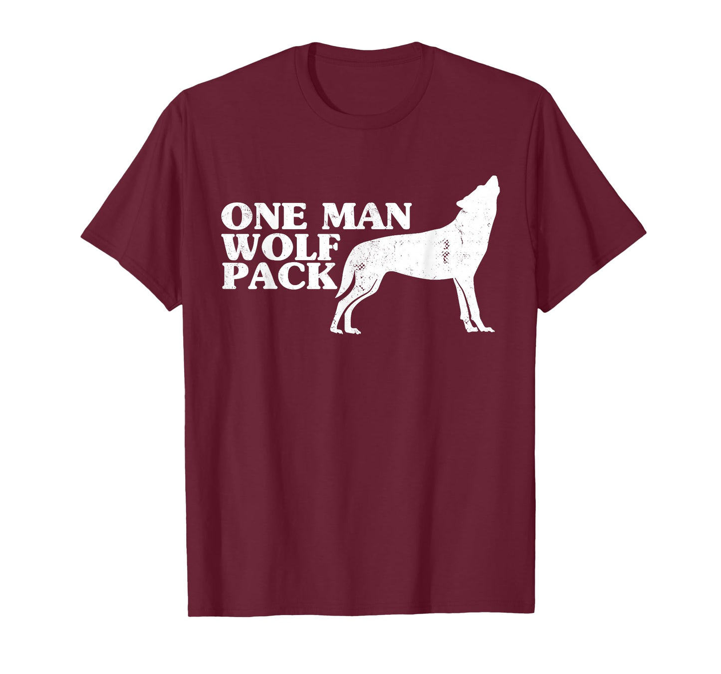 Men's One Man Wolf Pack Vintage Graphic T-Shirt White Ink T-Shirt