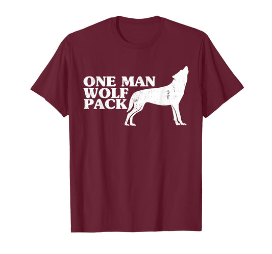 Men's One Man Wolf Pack Vintage Graphic T-Shirt White Ink T-Shirt
