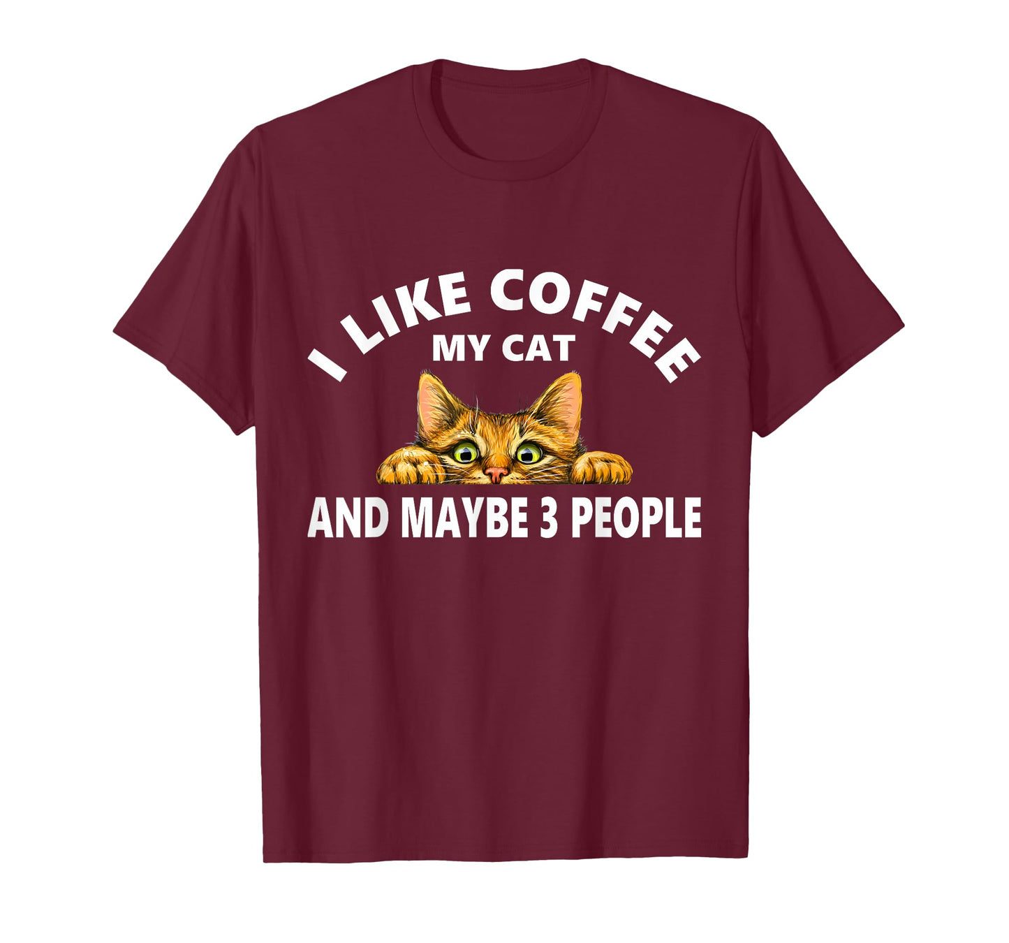 I Like Coffee My Cat and Maybe 3 People Funny Graphic T-Shirt