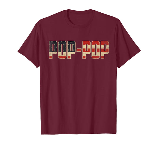 Pop-Pop Bold Patriotic American Flag Father’s Day Pop-Pop T-Shirt