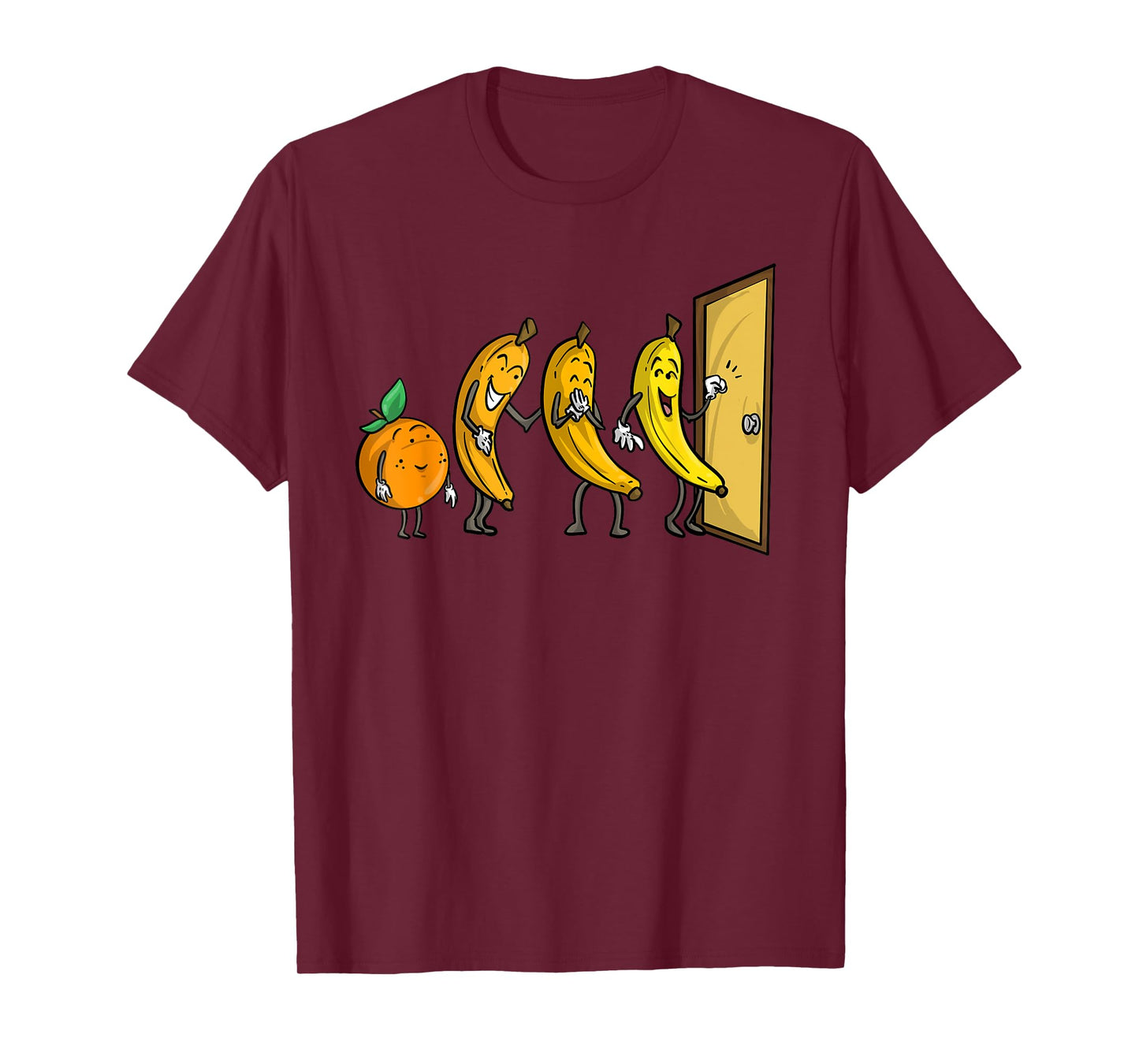 Funny Knock Knock 3 Bananas And Orange Cool Fruit Joke Gift T-Shirt