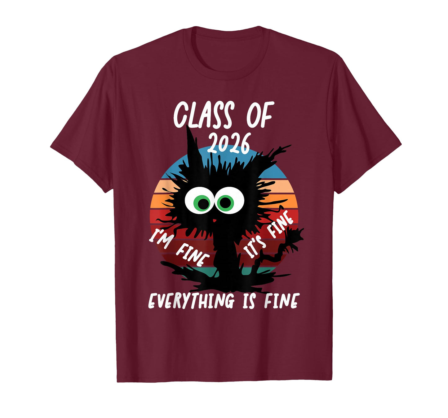 Class of 2026 I'm Fine It's Fine Cat Class of 2026 T-Shirt