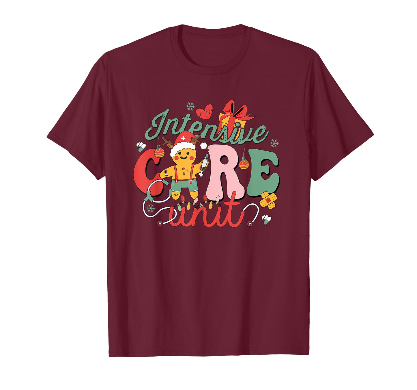 Christmas Nicu Picu Micu Nurse Party Group ICU Nurse Hospital Gingerbread Intensive Care Unit T-Shirt